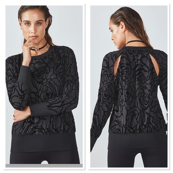 Fabletics Lola Long-Sleeve Top black rose flock - Picture 1 of 8